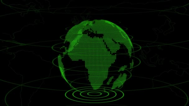 Анимированный Цифровой Зеленый Глобус Перчатками Темном Фоне — стоковое видео