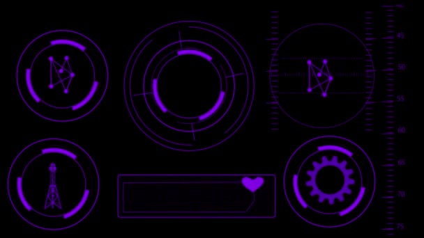 Futuristico Blu Hud Elementi Interfaccia Animati Uno Sfondo Nero — Video Stock
