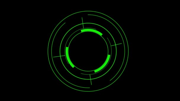 Astratti Cerchi Verdi Neon Animati Sfondo Nero — Video Stock