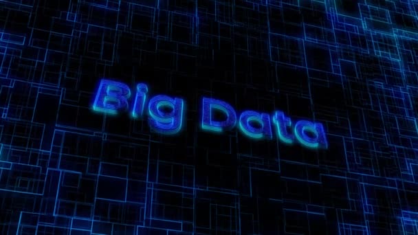 Återgivning Orden Big Data Glöder Blått Neonljus Mot Animerad Mörk — Stockvideo