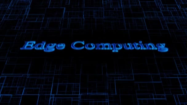 Neon Blue Edge Texto Computação Animado Fundo Grade Digital — Vídeo de Stock