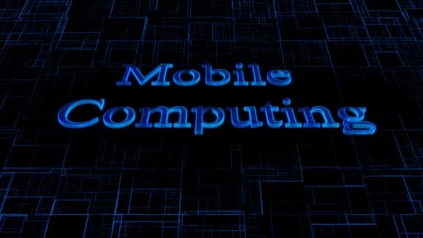 Цифровое Концептуальное Искусство Текста Мобильные Вычисления Синем Неоновом Стиле Анимированного — стоковое видео