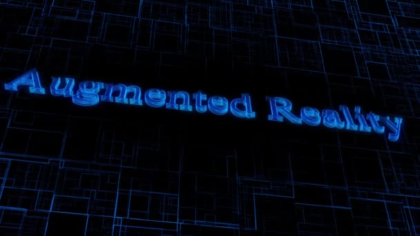 Animated Digital Concept Augmented Reality Glowing Blue Text Matrix Background — Stock Video
