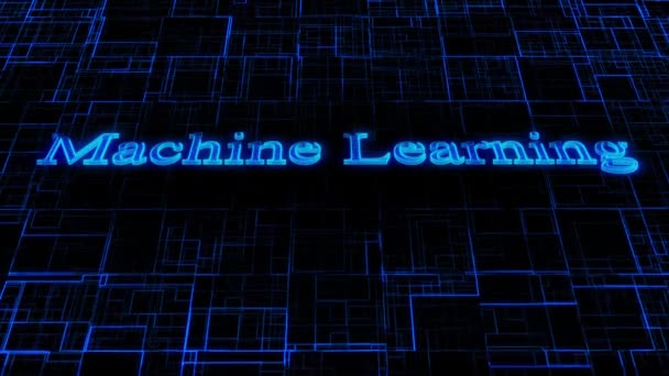 Futuristiska Neon Tecken Med Orden Machine Learning Glöder Blått Animerade — Stockvideo