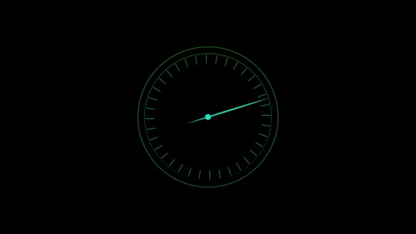Minimalist Clock Glowing Hands Animated Dark Background — Stock Video