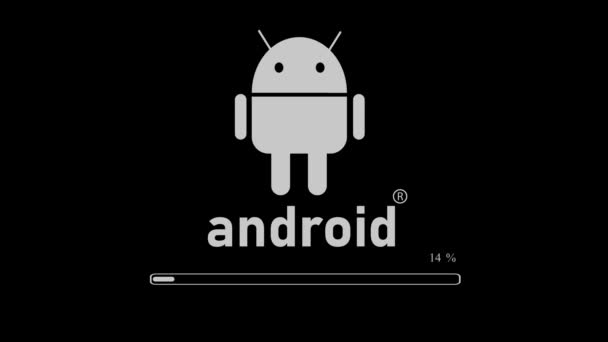 Logo Androida Paskiem Postępu Animowanym Czarnym Tle — Wideo stockowe