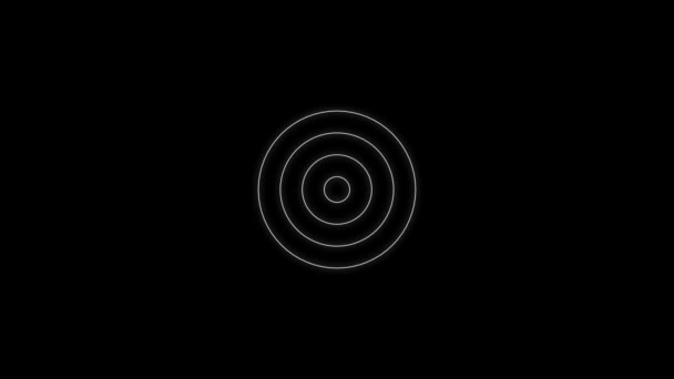 黒い背景にアニメーション化された抽象的な濃縮円 — ストック動画
