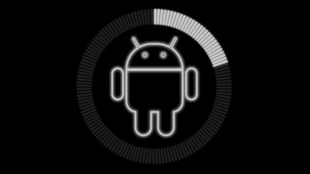 Logo Android Animato Che Brilla Uno Sfondo Scuro Adatto Tecnologia — Video Stock