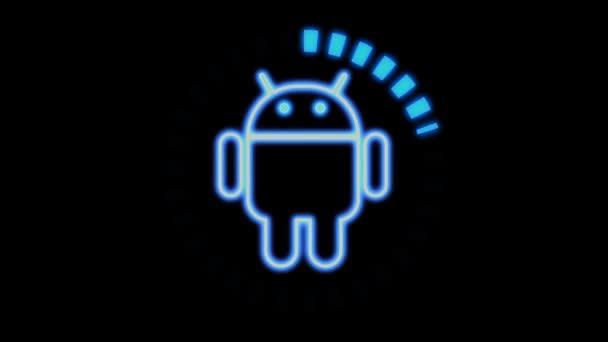 Logo Android Animasi Bersinar Pada Latar Belakang Gelap Cocok Untuk — Stok Video