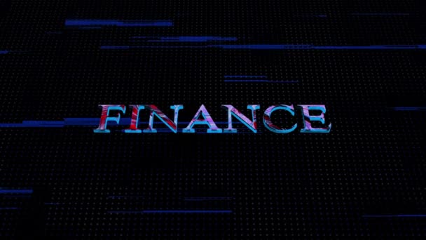 Conceito Finanças Digitais Com Texto Neon Brilhante Animado Fundo Escuro — Vídeo de Stock