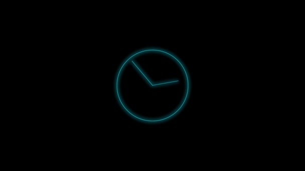 Animated Neon Glowing Clock Face One Hand Plain Background Depicting — Stock Video