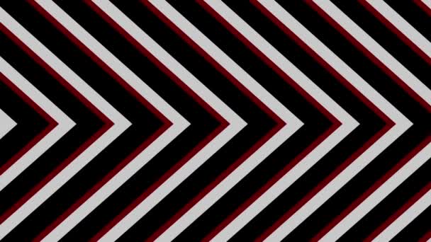 赤いアクセントでアニメーションされた黒と白の斜めの縞模様 幾何学的な光学錯覚を作成する — ストック動画