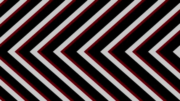 带红色口音的黑白对角线动画条纹图案 产生几何光学错觉 — 图库视频影像