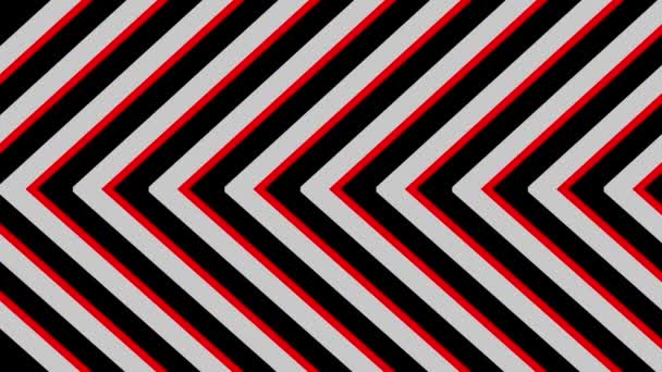带红色口音的黑白对角线动画条纹图案 产生几何光学错觉 — 图库视频影像