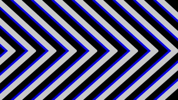 带蓝色口音的黑白对角线动画条纹图案 产生几何光学错觉 — 图库视频影像