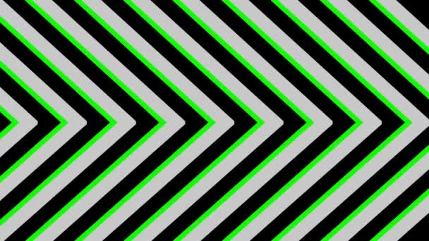 带有绿色口音的动画黑白对角线条纹图案 产生了几何光学错觉 — 图库视频影像