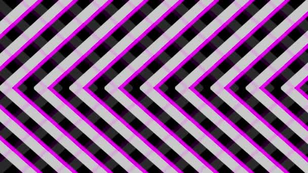 带紫色口音的黑白对角线动画条纹图案 创造出几何光学错觉 — 图库视频影像