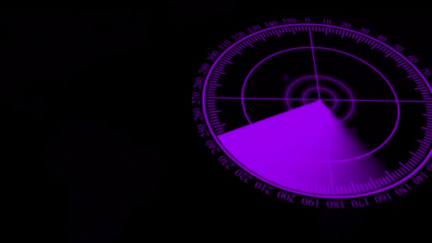 Fioletowy Ekran Radarowy Skanujący Informacje Tle Animacji Mapy Świata Mz_747 — Wideo stockowe