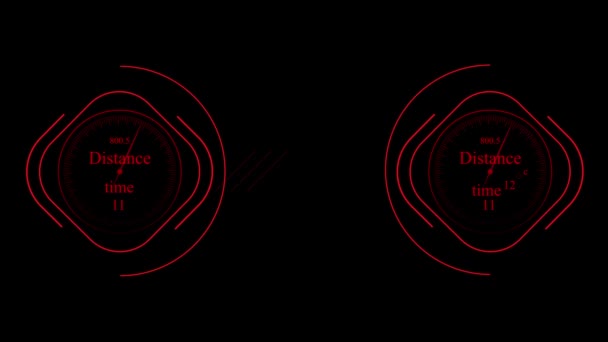数字表盒图标 距离计时器概念动画在黑色背景 Mz_790 — 图库视频影像