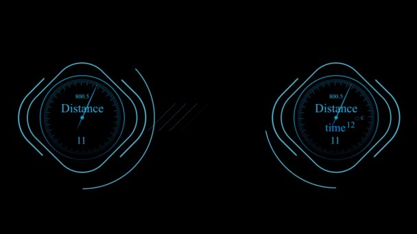 Digitales Zählerbox Symbol Entfernungszeitmesser Konzept Animiert Auf Schwarzem Hintergrund Mz_ — Stockvideo
