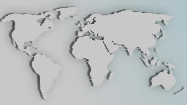 世界地図上のネットワークラインパターンの接続4Kアニメーション Mz_802 — ストック動画