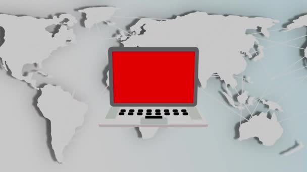 膝上型计算机上的数据科学概念文本与世界地图上的网络通信连接线一起显示 Mz_813 — 图库视频影像