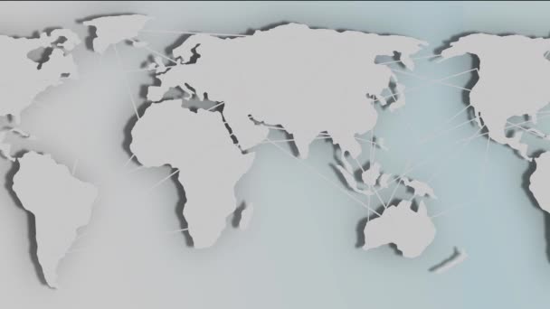 Підключення Шаблону Мережевої Лінії Карті Світу Анімації Позначення_ 803 — стокове відео