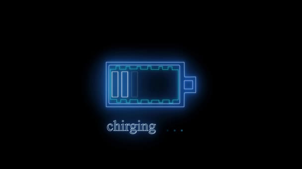 バッテリー充電アイコン コンセプトアニメーションの背景を示す光るバッテリー Mz_857 — ストック動画