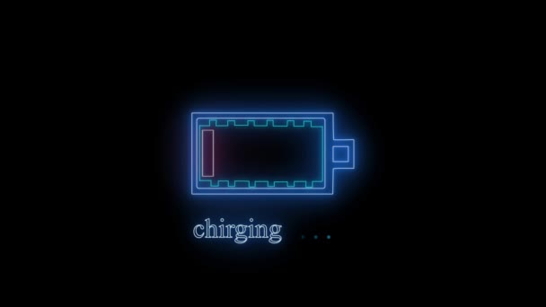 Battery Charging Icon Glowing Battery Indicating Concept Animation Background Mz_860 — Stock Video