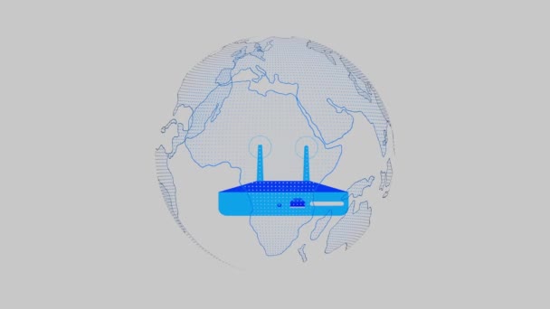 Concepto Onda Radio Sistema Redes Comunicación Con Fondo Mundial Tecnología — Vídeo de stock