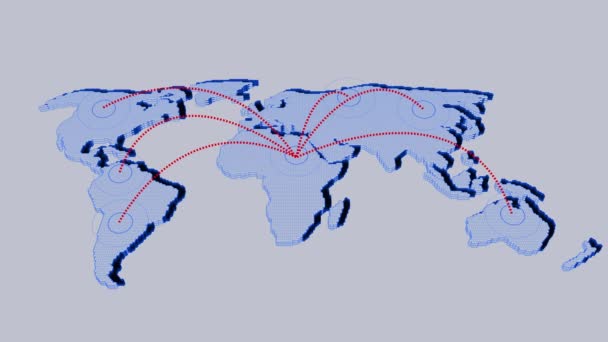 世界地図上のネットワークラインを接続する コミュニケーションの概念の背景 Mz_878 — ストック動画