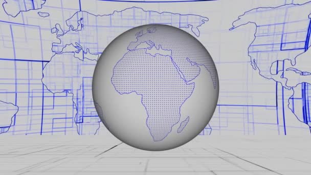 Фони Ведучих Новин Карта Світу Чорному Тлі Порожнє Посилання — стокове відео