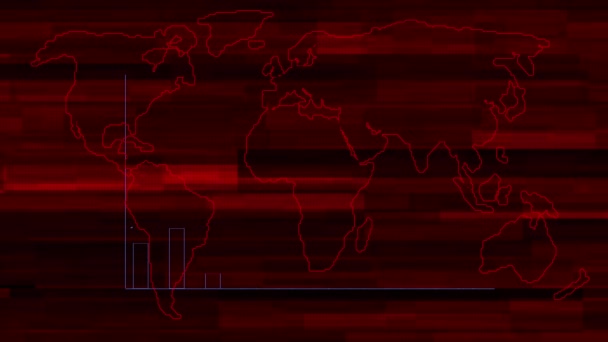 Wold Haritası Arkaplan Motion Video Ile Kırmızı Renk Grafiği Büyümesi — Stok video