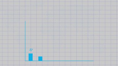 Gri arkaplandaki basit mavi çizgi grafiği bir ok ile yukarı doğru eğilimi gösterir.