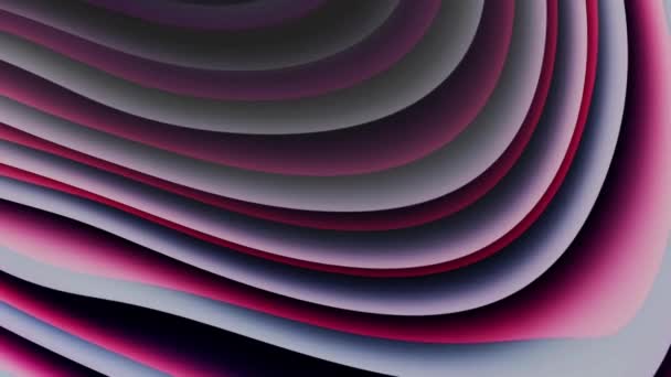 現代の設計のための滑らかな勾配および流れるラインが付いている紫およびピンクの色合いの抽象的なアニメーションの波の背景 — ストック動画