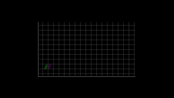 グリーンライングラフ データトレンドや金融成長コンセプトを描いたグリッドラインで黒い背景にアニメーション — ストック動画