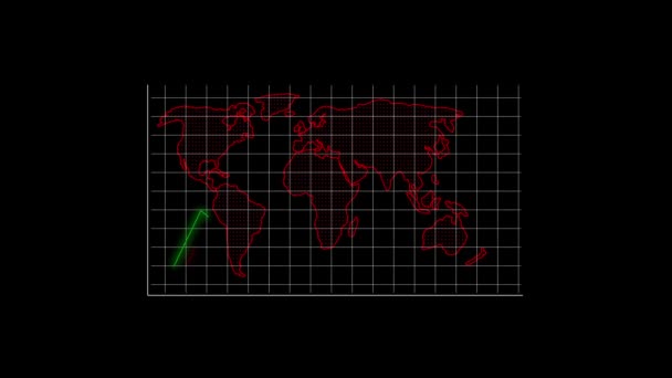 Grön Linje Diagram Animerad Svart Bakgrund Med Rutnät Linjer Som — Stockvideo