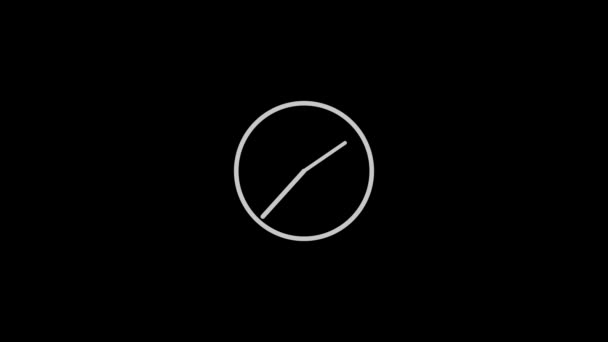 ミニマリストの時計は 黒い背景にアニメーションされた時間の四半期を過ぎた時間と分針で顔を合わせます — ストック動画