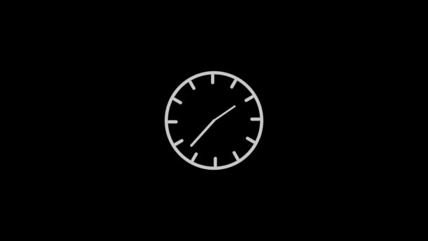 ミニマリストの時計は 黒い背景にアニメーションされた時間の四半期を過ぎた時間と分針で顔を合わせます — ストック動画