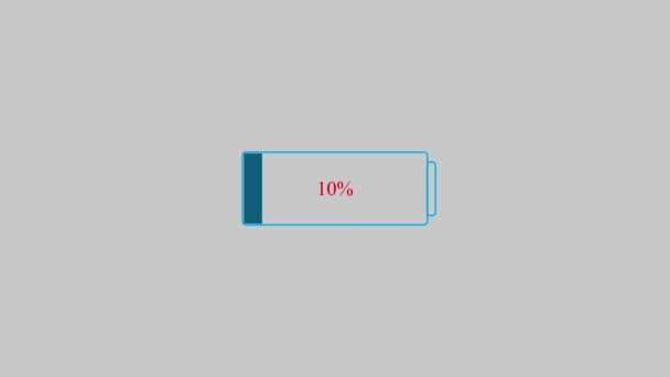 Power Battery Icon Animated Minimalist Grey Background — Stock Video