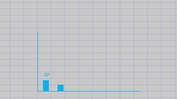 Geanimeerde Eenvoudige Blauwe Staafdiagram Een Grijze Achtergrond Toont Een Stijgende — Stockvideo