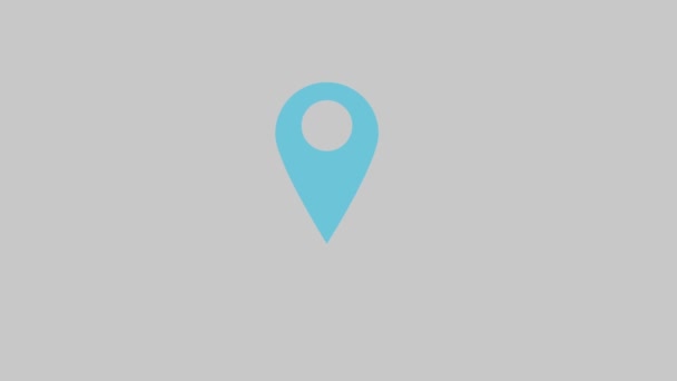 Leuchtend Blaues Location Pin Symbol Animiert Auf Schwarzem Hintergrund Minimalistisches — Stockvideo