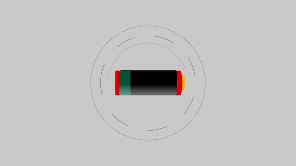 3D电池充电动画改变颜色从红色到绿色与百分比指示器 Mz_1128 — 图库视频影像