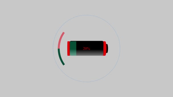 Batterij Opladen Animatie Van Kleur Veranderen Van Rood Naar Groen — Stockvideo