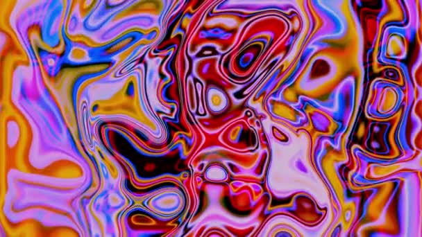 サイケデリックな渦効果でアニメーションされた抽象的なカラフルな液体パターンの背景 — ストック動画