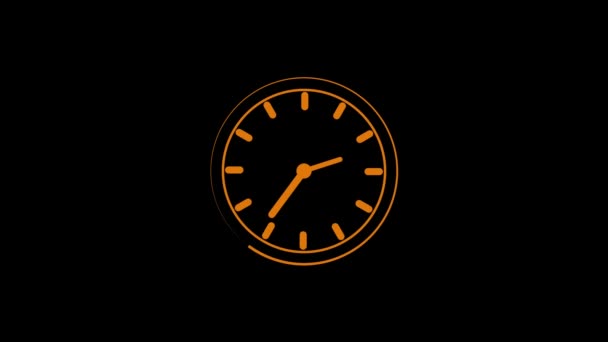 Relógio Relógio Horas Vídeo Animação Fundo Preto Mz_1168 — Vídeo de Stock