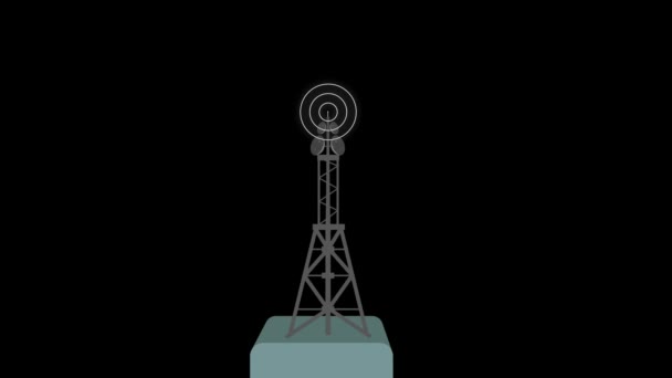 Коммуникационная Башня Производит Радиоволновую Радиочастоту Мобильных Радиоволн Человека Mz_1173 — стоковое видео