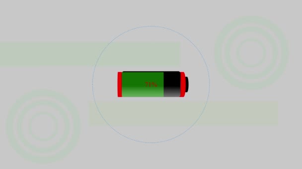 Mobiele Batterij Opladen Glas Volledige Batterij Opladen Met Zwarte Groene — Stockvideo