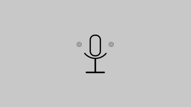 Ikona Černého Mikrofonu Izolované Vlny Bílém Pozadí Mz_1200 — Stock video