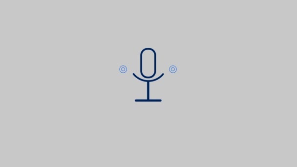 Черная Линия Микрофона Значок Изолированной Волны Белом Фоне Mz_1201 — стоковое видео